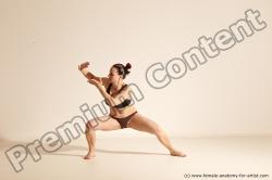 Underwear Martial art Woman White Moving poses Average long colored Dynamic poses Academic